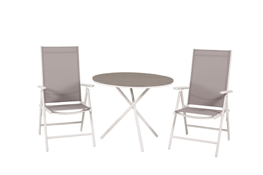 Parma cafébord ø90 - White Alu / Grey Aintwood+Break 5:pos Chair - White alu / Grey Textilene_2
