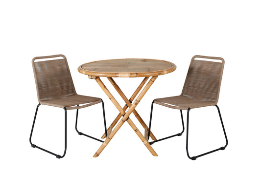 Cane - Cafébord ø80cm - Bambus+Lidos Stabelbar stol - Sort Alu / Latte Reb