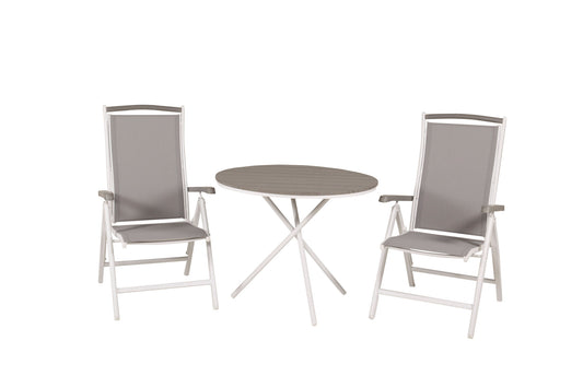 Parma cafébord ø90 - White Alu / Grey Aintwood+Albany Chair 5:pos - White Alu / Grey Textilene / Aintwood_2