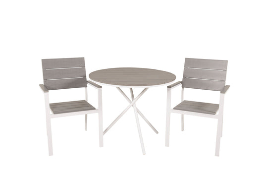 Parma cafébord ø90 - White Alu / Grey Aintwood+Levels Chair (stackable) - White
