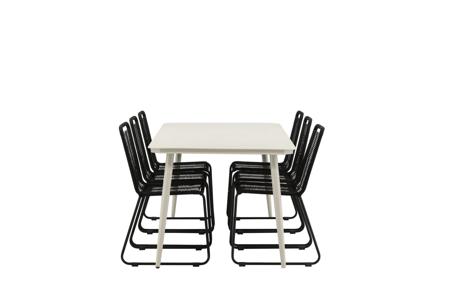Lia - Spisebord, Beige - 200*90 Lidos Stabelbar stol - Sort Alu / Sort Reb