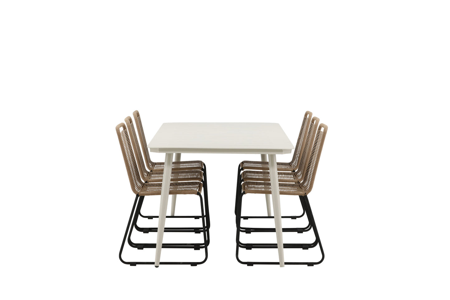 Lia - Spisebord, Beige - 200*90- Lidos Stabelbar stol - Sort Alu / Latte Reb