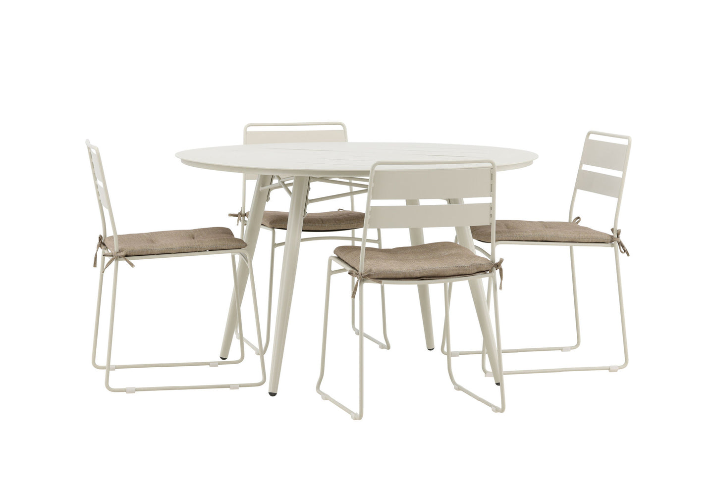 Lia - Spisebord, Beige - Rundt 120 cm- Lia Spisebordsstol - Beige