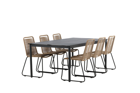 Modena - Spisebord, Sort - Aluminium - 200*100cm Lidos Stabelbar stol - Sort Alu / Latte Reb