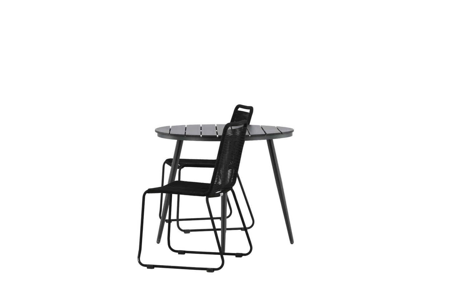 Break - Spisebord, Rundt - Sort - Alu / Nonwood - 90ø Lidos Stabelbar stol - Sort Alu / Sort Reb