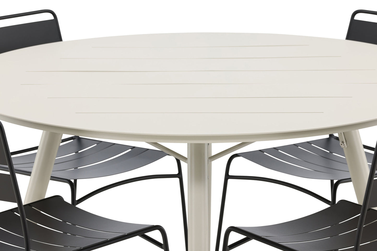 Lia - Spisebord, Beige - Rundt 120 cm Lia Spisebordsstol - Sort