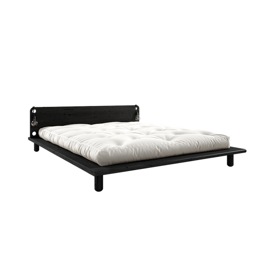 PEEK BED BLACK LACQUERED 160 X 200 W. 2 BED LAMPS-1