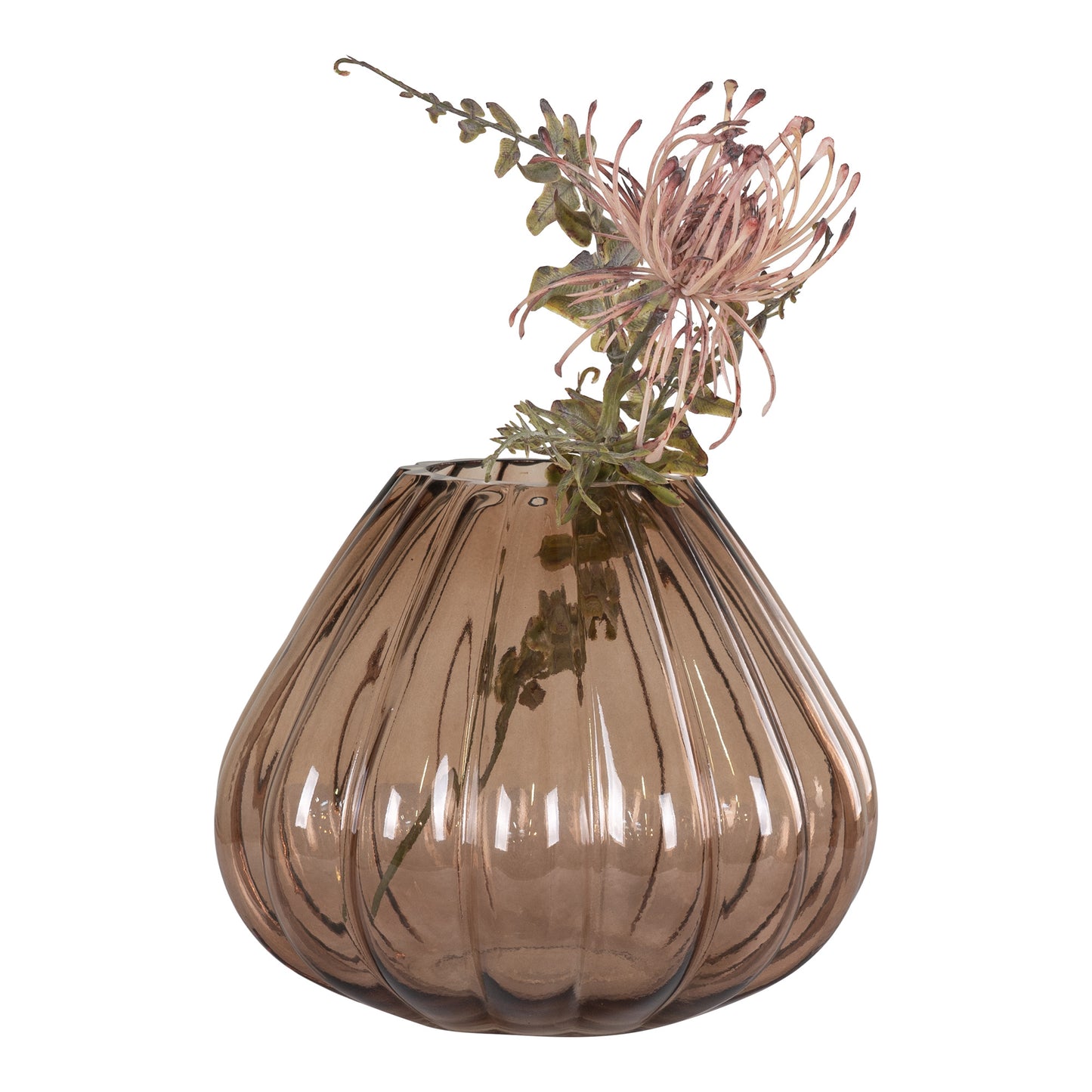 Vase - Vase i mundblæst glas, brun, 20x20x16 cm