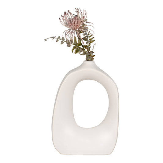 Vase - Vase i keramik, hvid, organisk form, 19x9x28,5 cm