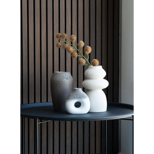 Vase  - Vase i keramik, beige, rund, Ø14,5x26,5 cm