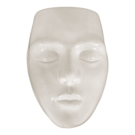 Urtepotte - Urtepotte i keramik, hvid, ansigt, væghængt, 13x9x18 cm