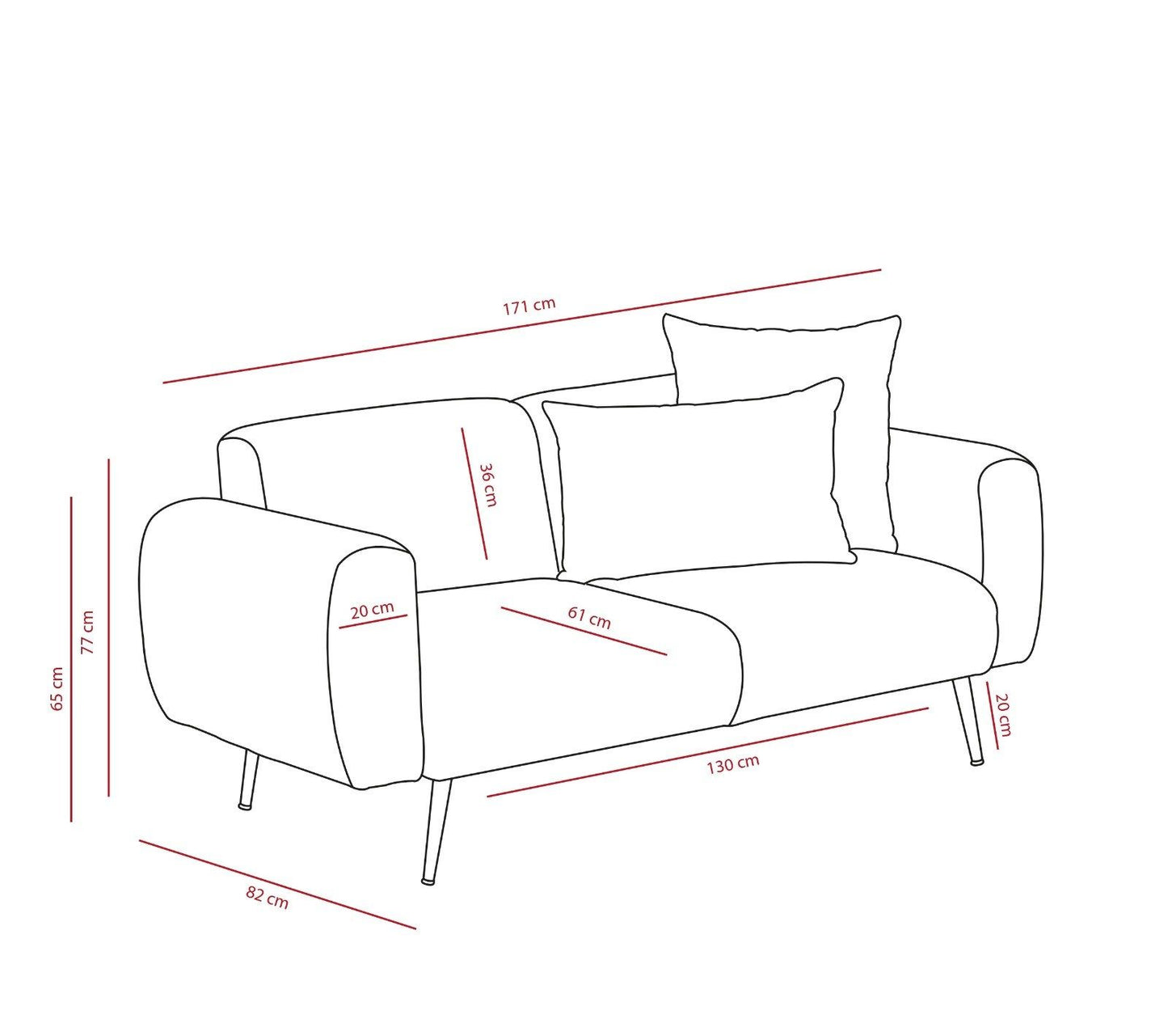Side - antracit 2-sæders sofa Antracit