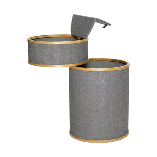Hübsch | Lätthet - Tvättkorg, tyg/bambu, grå 