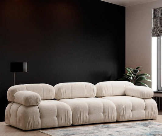 Loto Living | Bubble - 3-personers soffa, Bouclet Creme, 3 delar
