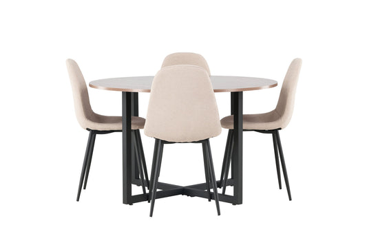 Durango spisebord - sort / valnød MDF +polær spisestol - sort / beige boucle _4