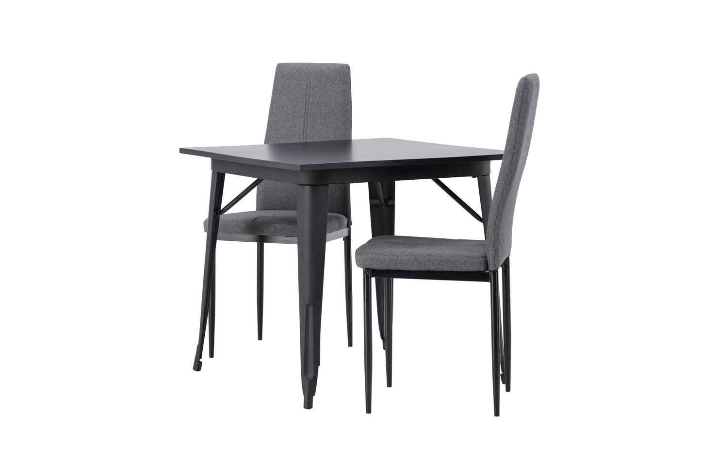 Tempe spisebord - sort / sort MDF +Petra spisestol - sort / mørkegrå stof _2