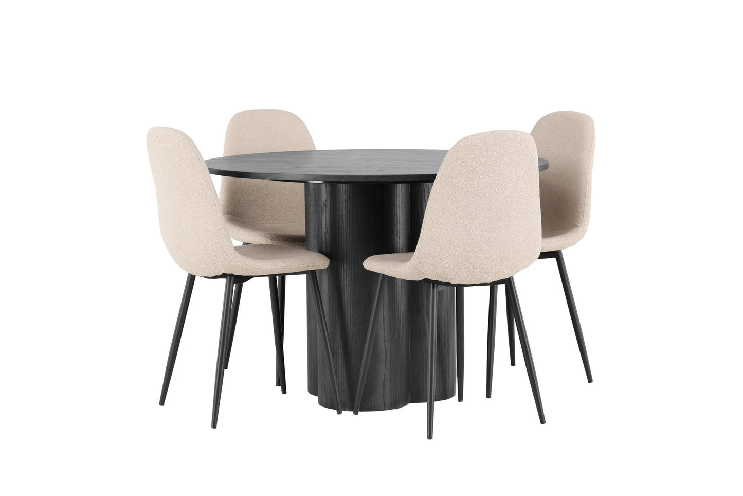 Olivia spisebord - sort / sort finer +polær spisestol - sort / beige boucle _4