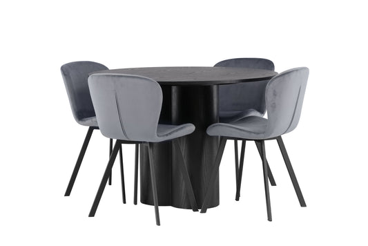 Olivia spisebord - sort / sort finer +lilja spisestol - sort / mørkegrå stof _4