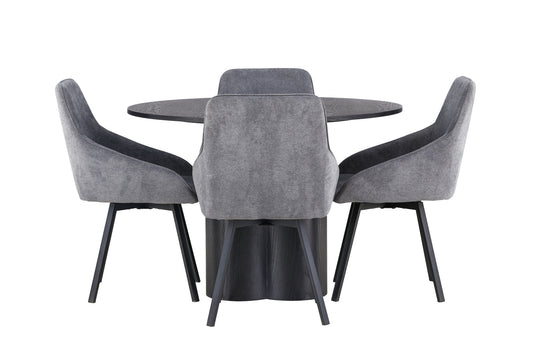 Olivia spisebord - sort / sort finer +rosie spisestol - sort / mørkegrå stof _4