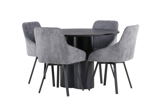 Olivia spisebord - sort / sort finer +rosie spisestol - sort / mørkegrå stof _4