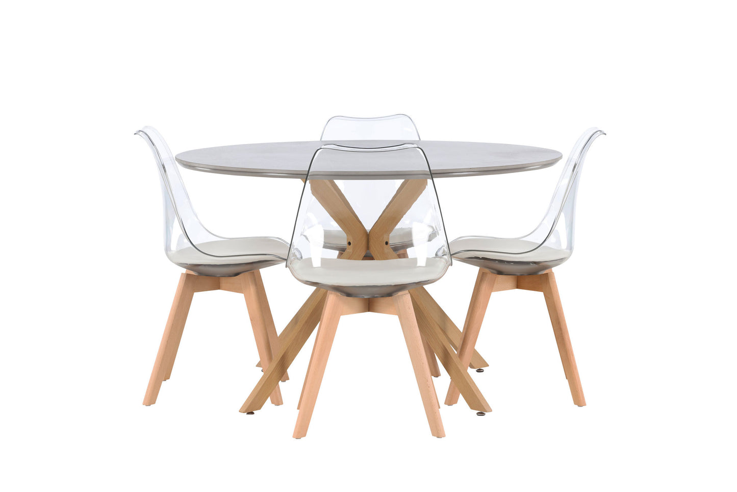 Piazza spisebord - naturlig / mørkegrå spraysten +edvin spisestol - natur / kæledyr (sæde pude hvid) kæledyr overflade, sæde med sædvanlig svamp _4