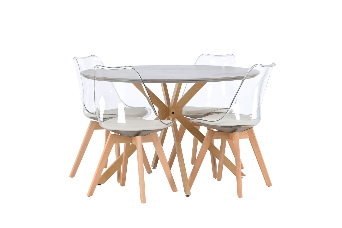 Piazza spisebord - naturlig / mørkegrå spraysten +edvin spisestol - natur / kæledyr (sæde pude hvid) kæledyr overflade, sæde med sædvanlig svamp _4