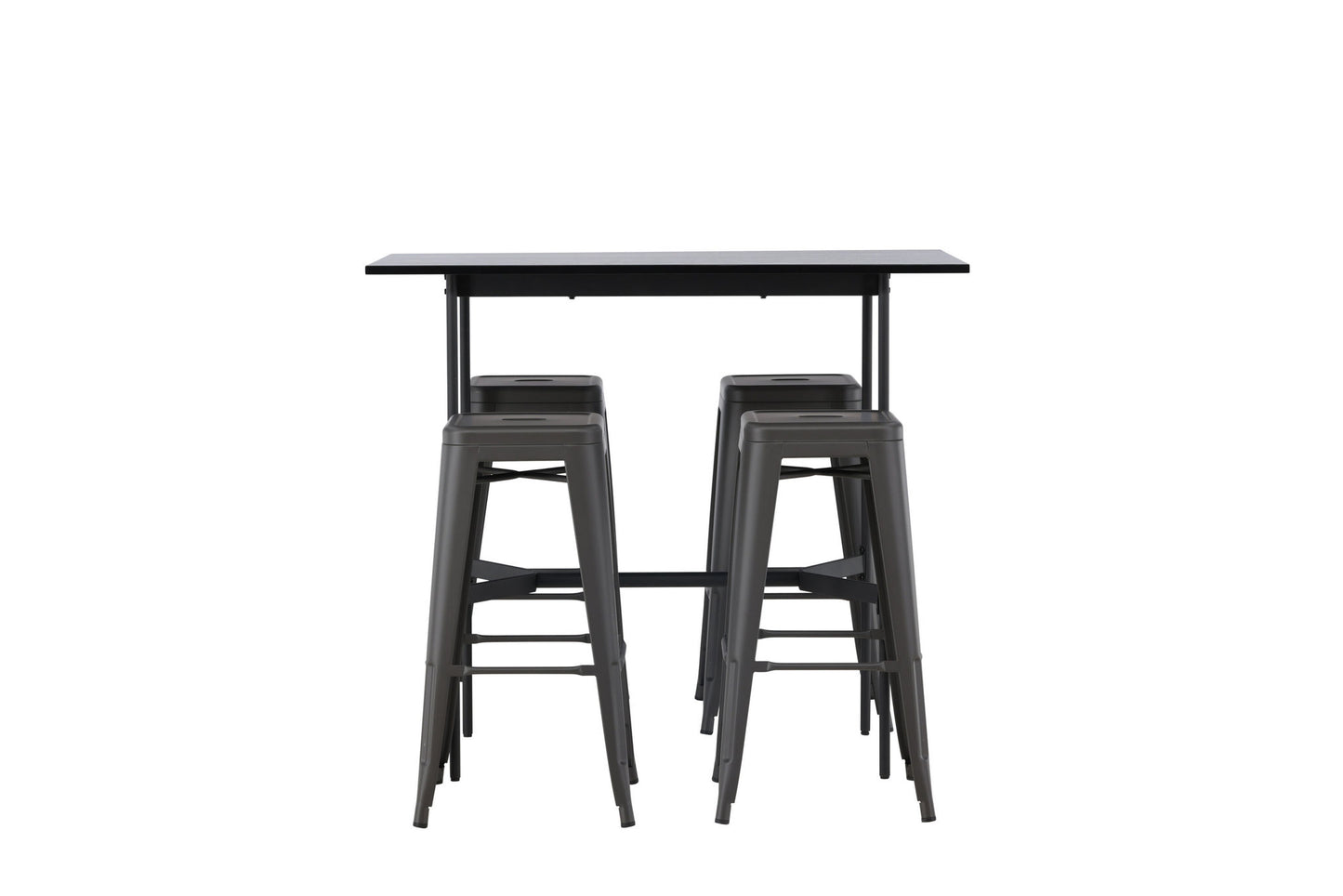 Rax Bar Table 120*60 - Sort / sort MDF +Tempe bar stol - mørkegrå / metal _4