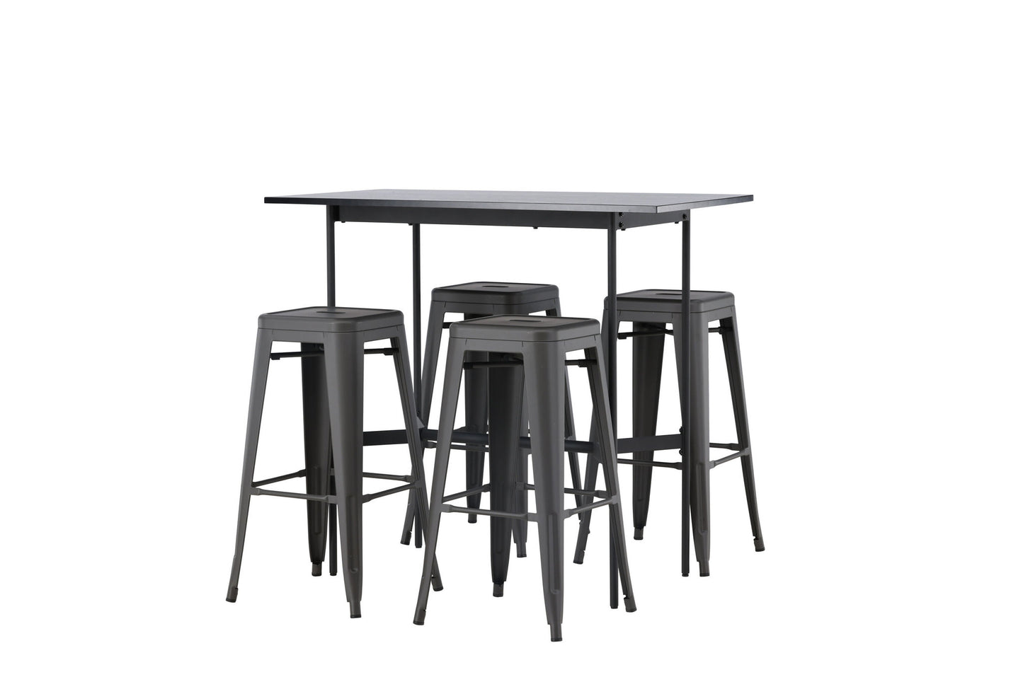 Rax Bar Table 120*60 - Sort / sort MDF +Tempe bar stol - mørkegrå / metal _4