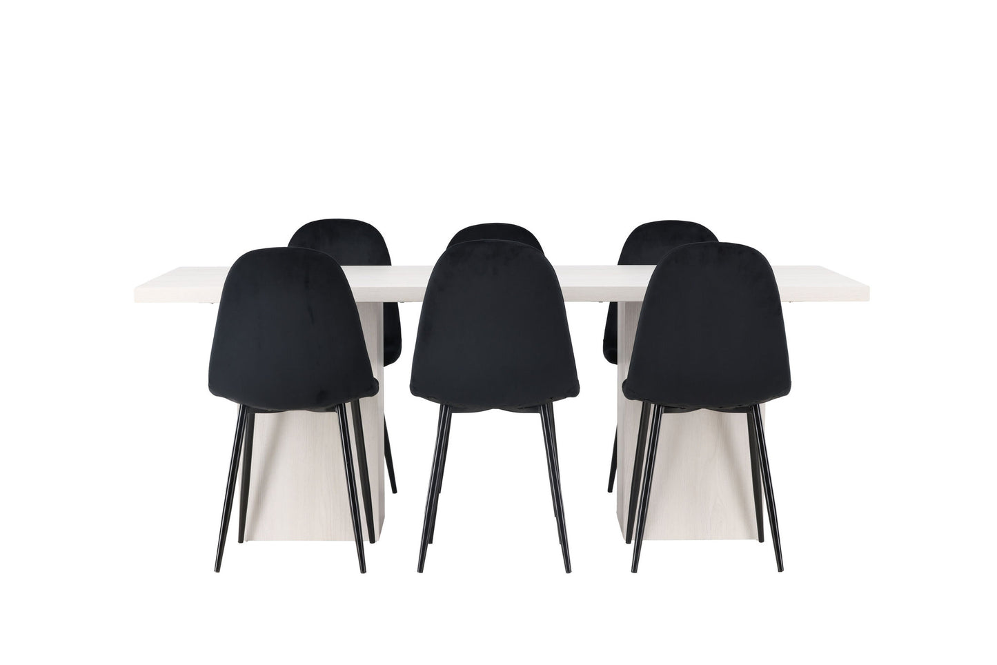 Olga Spisebord 200*75 - Hvid vask +polær spisestol - sorte ben / sort fløjl _6