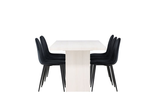 Olga Spisebord 200*75 - Hvid vask +polær spisestol - sorte ben / sort fløjl _6