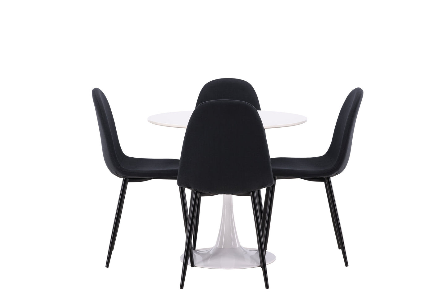 Hamden spisebord - hvid MDF+polær spisestol - sorte ben - sort stof_4