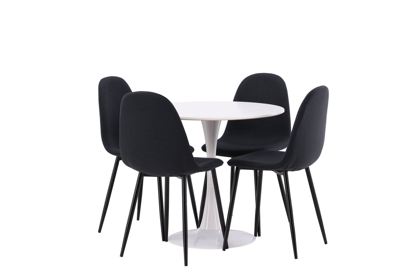 Hamden spisebord - hvid MDF+polær spisestol - sorte ben - sort stof_4