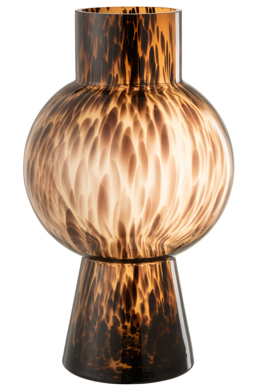 Vase ball dot brown glass l
