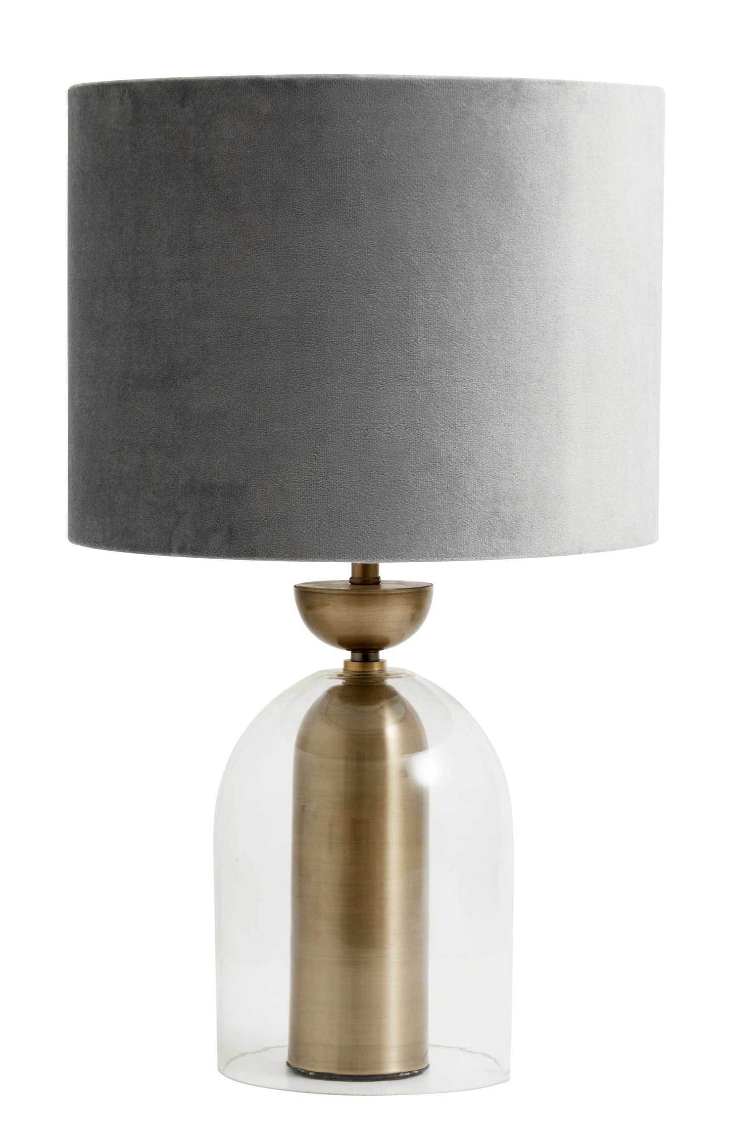 Bordslampa / lampa fot i klart glas och gyllene metall - H39 cm