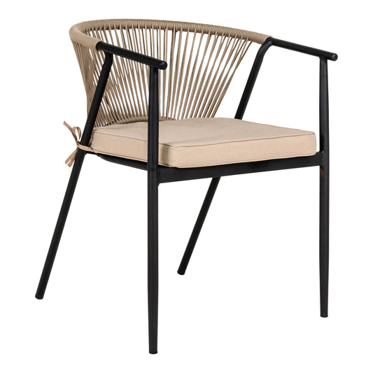 Napoli Spisebordsstol - Spisebordsstol, grå reb og sorte ben