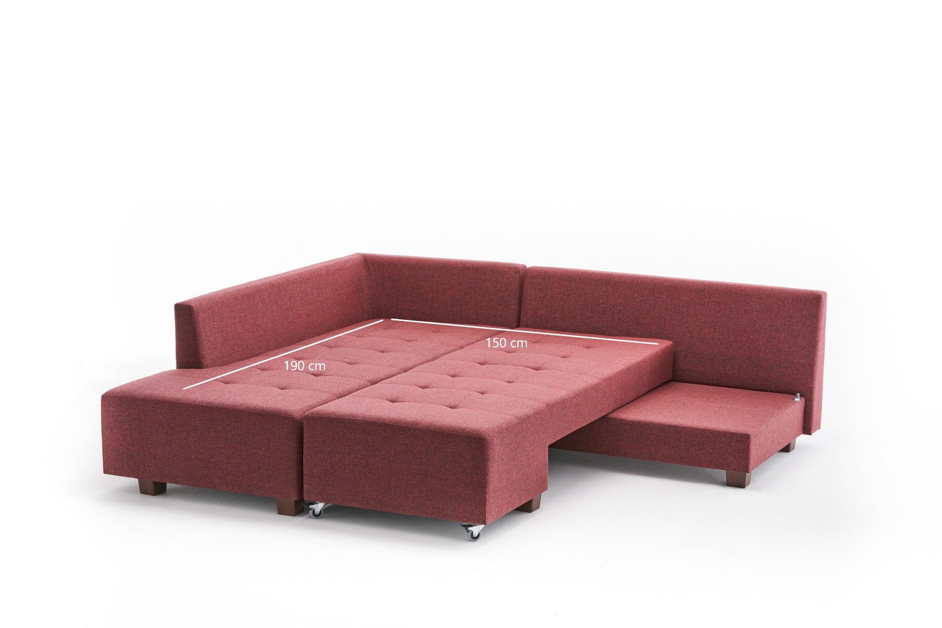 TAKK Manama Corner Sofa Bed Left - Claret Red - NordlyHome.dk