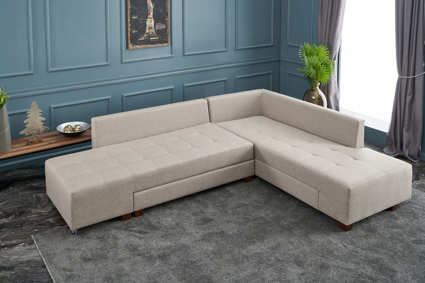TAKK Manama Corner Sofa Bed Right - Cream - NordlyHome.dk
