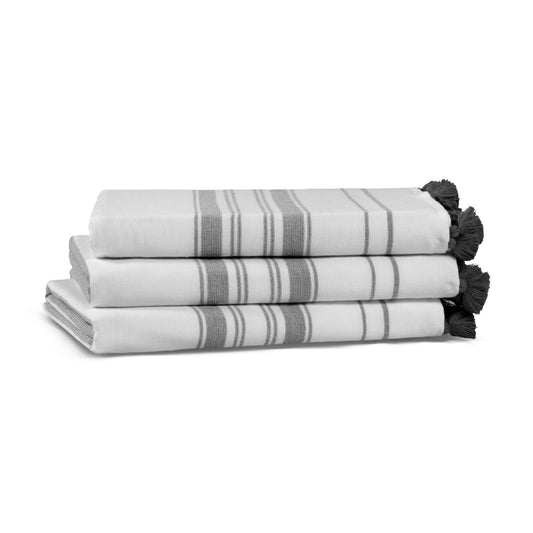 Håndklæde -  One Side Striped - Sort