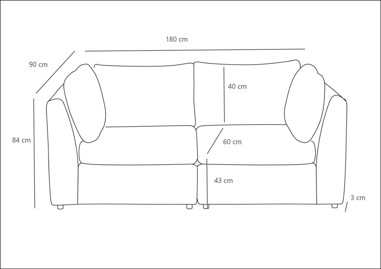 Mottona 2-sæders sofa - lysegrå