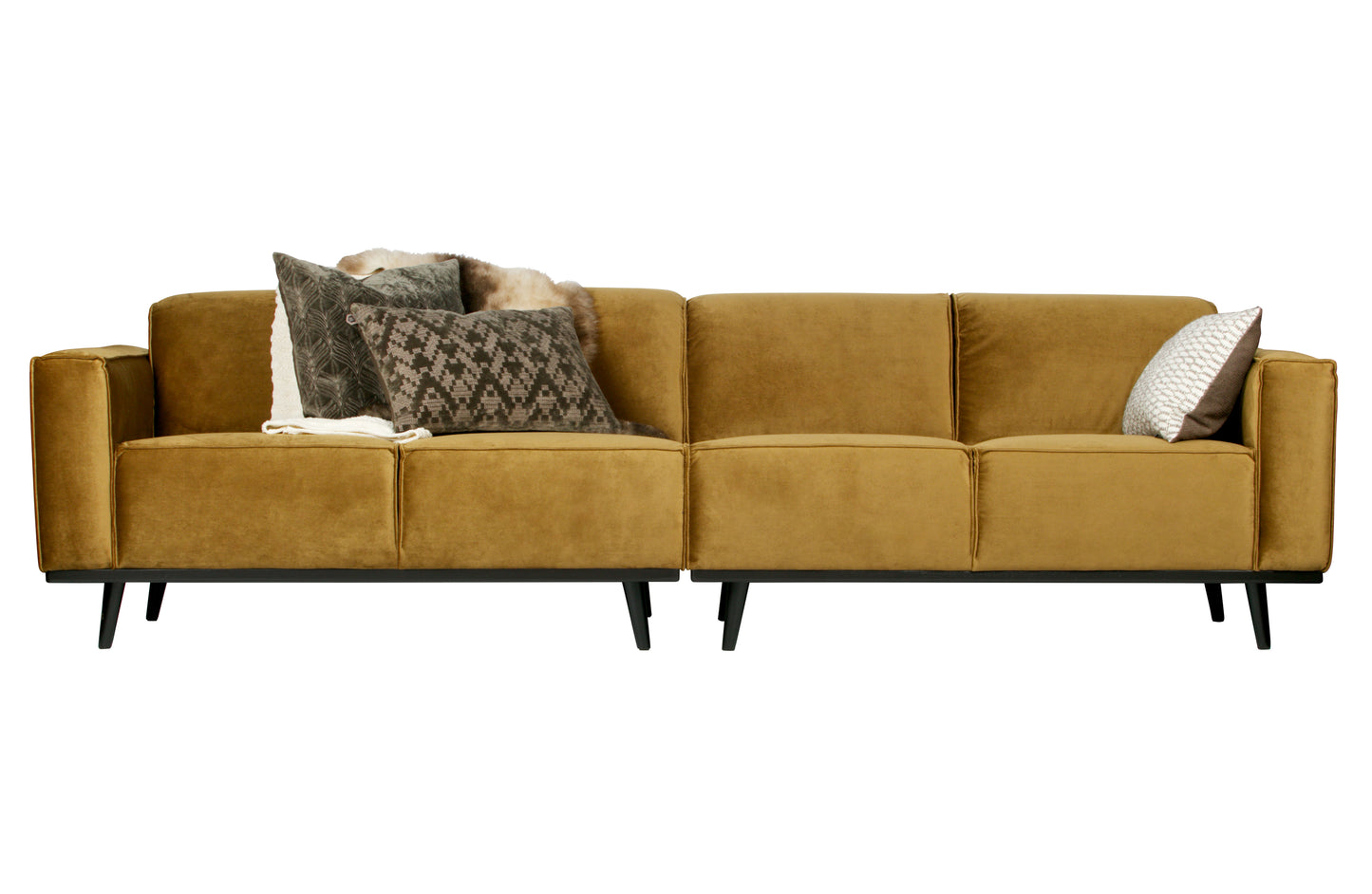 BEPUREHOME | Statement - 4-personers soffa, 280 Cm Velour Honey Yellow