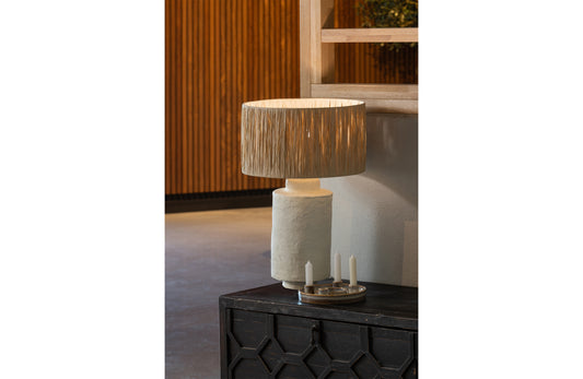 Pointed Table Lamp Metal/raffia Natural