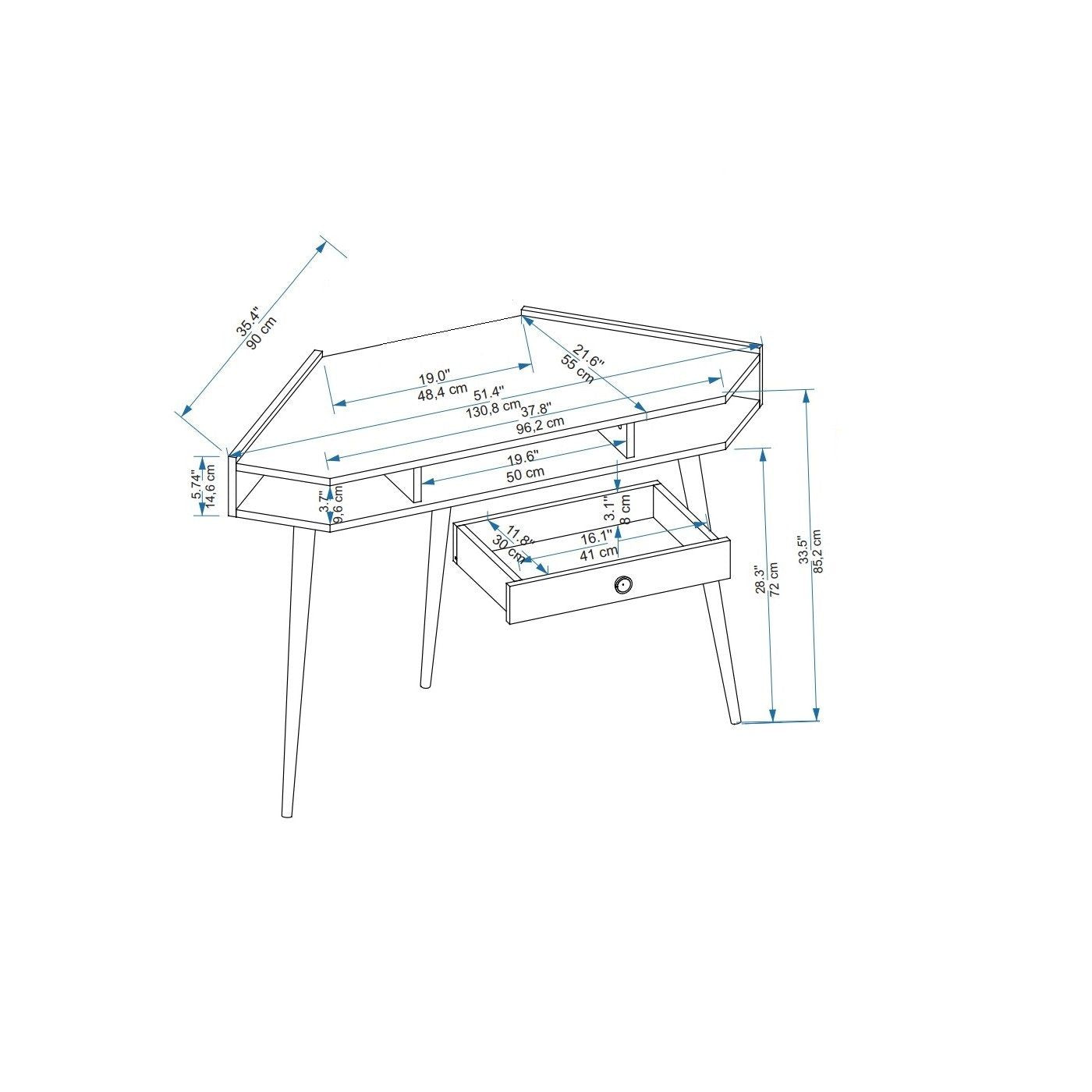 Supra - Atlantic Pine, Antracit - Study Desk