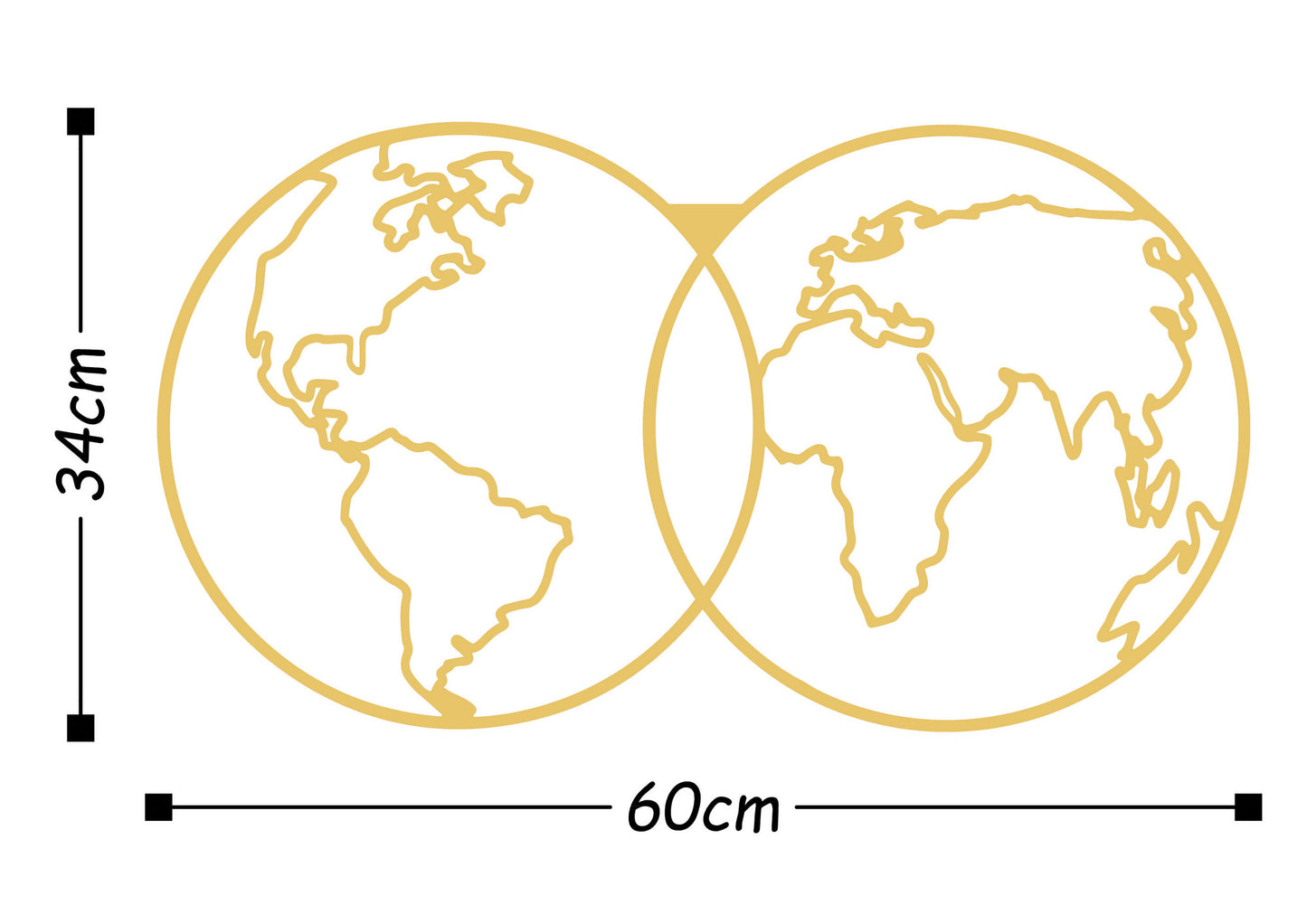 TAKK World Map Metal Decor - Gold - NordlyHome.dk