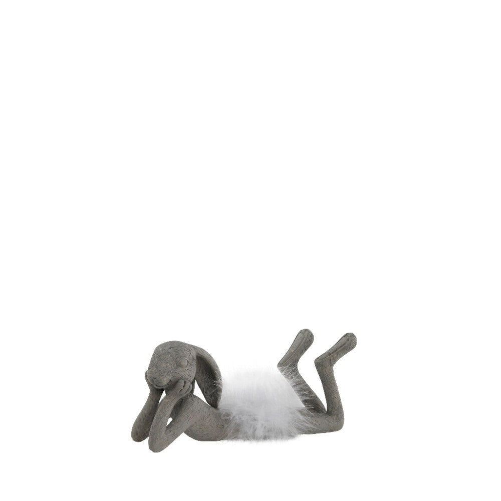 Semilla Påskehare med fjer 8,4 cm. grå