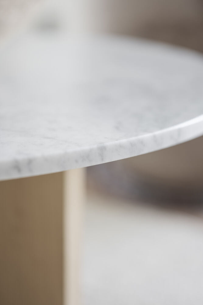Rowico | Brooksville soffbord runt Ø90 vit marmor/vitpigment ek Default Title