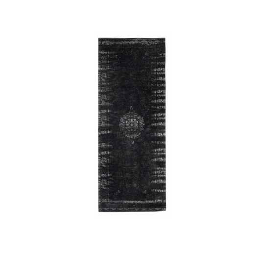 Grand Woven Cotton Carpet - 75x200 - Mörkgrå / Svart