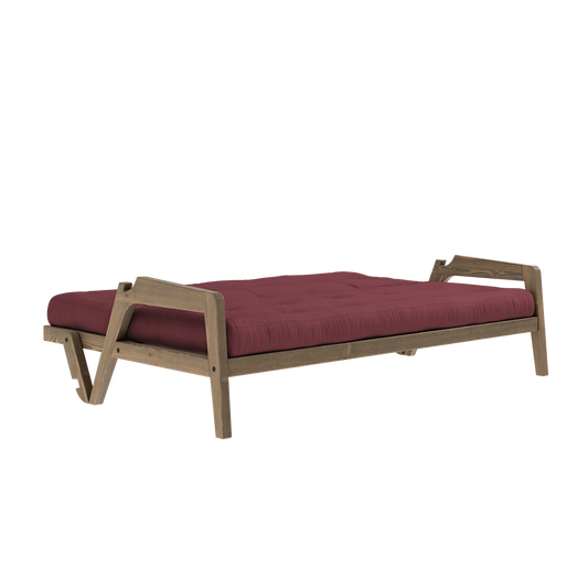 GRAB CAROB BROWN LACQUERED W. 5-LAYER MIXED MATTRESS BORDEAUX-1