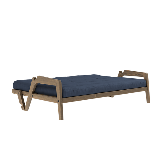 GRAB CAROB BROWN LACQUERED W. 5-LAYER MIXED MATTRESS NAVY-1