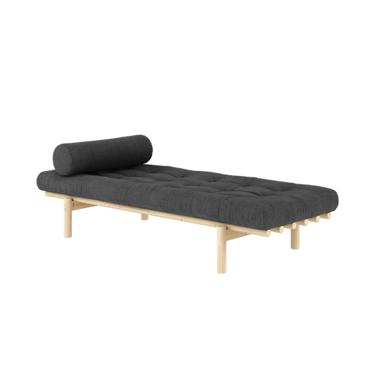 NEXT DAYBED CLEAR LACQUERED W. 4-LAYER MIXED MATTRESS CHARCOAL-0