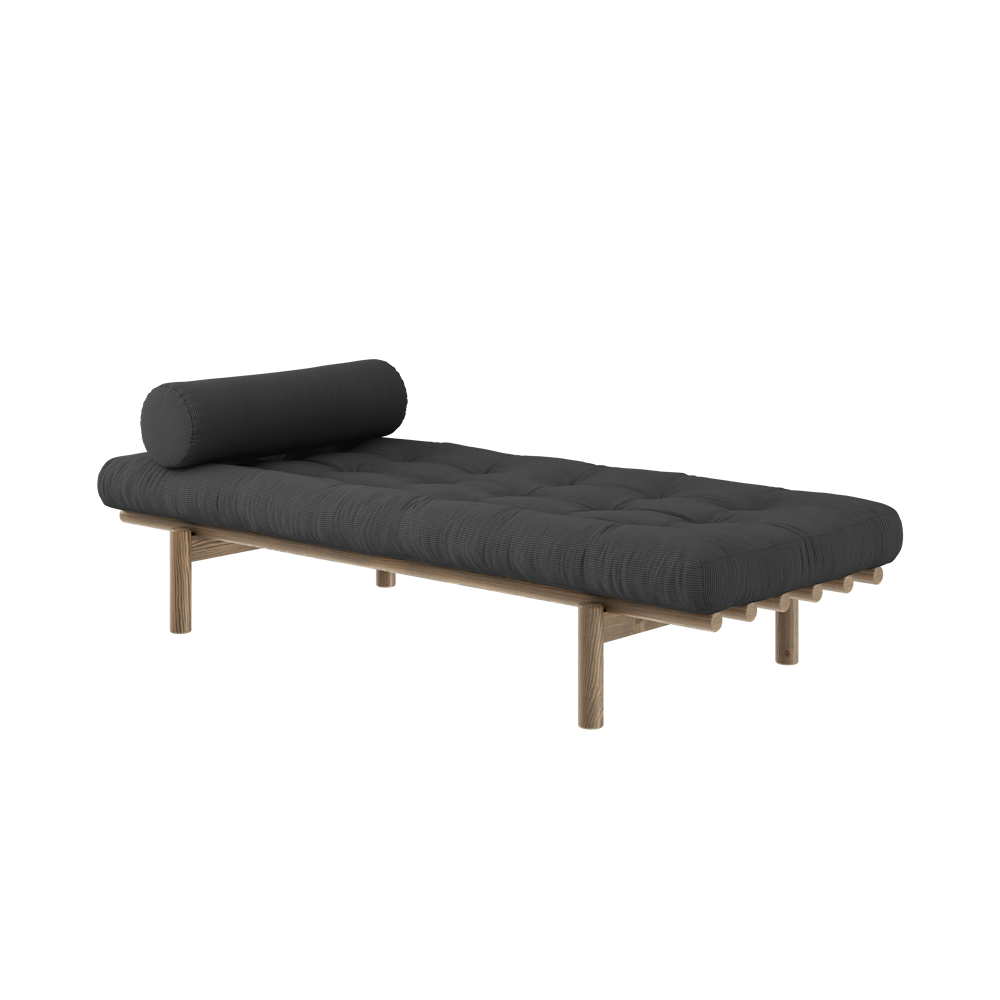 NEXT DAYBED CAROB BROWN LACQUERED W. 4-LAYER MIXED MATTRESS CHARCOAL-0
